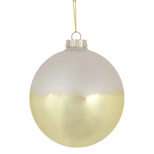 Northlight 3.5" Brushed White And Gold Glass Ball Christmas Ornament 3 Northlight 3.5" Brushed White And Gold Glass Ball Christmas Ornament