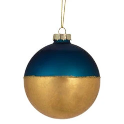 Northlight 3.5" Blue And Gold Glass Ball Christmas Ornament