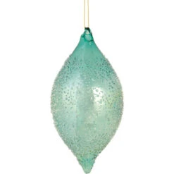 Northlight 7" Transparent Blue Textured Glass Finial Christmas Ornament