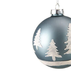 Northlight 4" Slate Blue With Glittered Trees Glass Ball Christmas Ornament -Christmas Decor Sale northlight tr92625 220copy 16774.1683635769