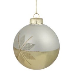 Northlight 4" Gold And Silver Snowflake Glass Ball Christmas Ornament -Christmas Decor Sale northlight tr94437 03 92325.1690469260