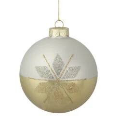 Northlight 4" Gold And Silver Snowflake Glass Ball Christmas Ornament