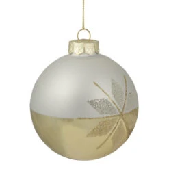 Northlight 4" Gold And Silver Snowflake Glass Ball Christmas Ornament -Christmas Decor Sale northlight tr94437 sample 2 39895.1690469260