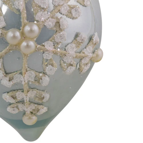 Northlight Set Of 2 Shiny Artic Blue Textured Snowflakes Finial Christmas Glass Ornaments 5" 6 Northlight Set Of 2 Shiny Artic Blue Textured Snowflakes Finial Christmas Glass Ornaments 5" - Image 4