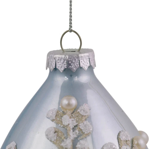 Northlight Set Of 2 Shiny Artic Blue Textured Snowflakes Finial Christmas Glass Ornaments 5" 7 Northlight Set Of 2 Shiny Artic Blue Textured Snowflakes Finial Christmas Glass Ornaments 5" - Image 5