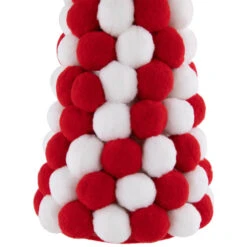 Northlight Pom Pom Cone Tree Christmas Decoration - 13" - White And Red -Christmas Decor Sale northlight tr95020 3 98530.1700500044