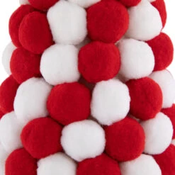 Northlight Pom Pom Cone Tree Christmas Decoration - 13" - White And Red -Christmas Decor Sale northlight tr95020 4 32257.1700500044