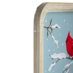 25.5" Wood Framed Blue And Red Merry Christmas Wall Decor With Red Cardinal -Christmas Decor Sale northlight un88079 3 sample 30875.1669884310