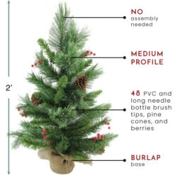 Northlight Mixed Cashmere Berry Pine Medium Artificial Christmas Tree - 24" - Unlit -Christmas Decor Sale northlight v03957 thumbnail 35055.1608347576
