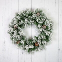 Northlight Snowy Flocked Angel Pine With Pine Cones Artificial Christmas Wreath - 36" - Unlit -Christmas Decor Sale northlight v039812c20v03982 woodfloor 58771.1692025708