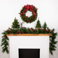 Northlight Pre-Lit Battery Operated Canadian Pine Christmas Wreath - 24" - Clear LED Lights -Christmas Decor Sale northlight v15837 styled2 38966.1689085521