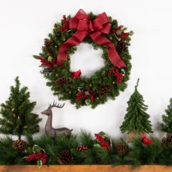Northlight Pre-Lit Battery Operated Canadian Pine Christmas Wreath - 24" - Clear LED Lights -Christmas Decor Sale northlight v15837 styled 92444.1689085520