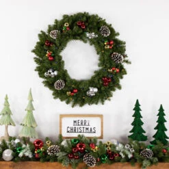 Northlight Pre-Lit Battery Operated Canadian Pine Christmas Wreath - 30" - Multi-Color LED Lights -Christmas Decor Sale northlight v15838 styled2 29876.1689085520