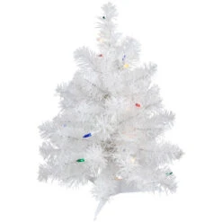 Northlight Pre-Lit Artificial Christmas Tree - 18" - White - Multicolor Lights