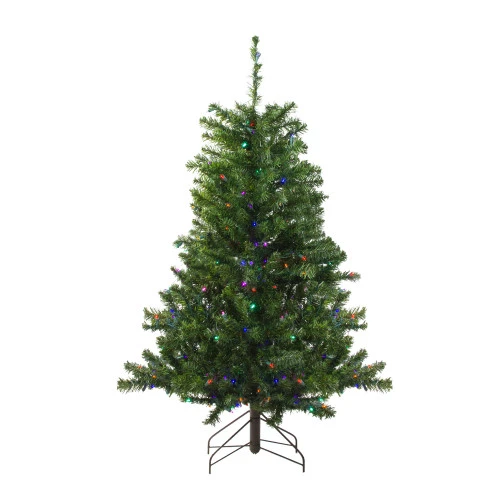 4' Pre-Lit Medium Canadian Pine Artificial Christmas Tree - Multicolor LED Lights 3 4' Pre-Lit Medium Canadian Pine Artificial Christmas Tree - Multicolor LED Lights