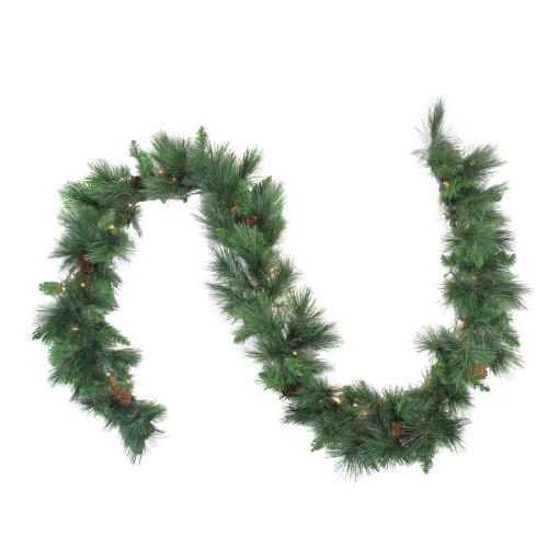 Pre-Lit White Valley Pine Artificial Christmas Garland - 9' X 14" - Clear Lights 3 Pre-Lit White Valley Pine Artificial Christmas Garland - 9' X 14" - Clear Lights