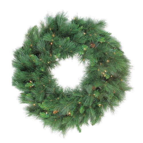 Northlight Pre-lit White Valley Pine Artificial Christmas Wreath - 48" - Clear Lights 3 Northlight Pre-lit White Valley Pine Artificial Christmas Wreath - 48" - Clear Lights