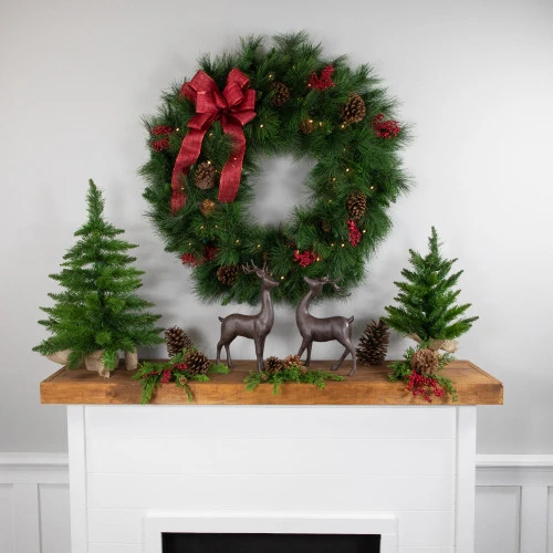 Northlight Pre-Lit White Valley Pine Artificial Pinecone Christmas Wreath - 36" - Clear Lights 4 Northlight Pre-Lit White Valley Pine Artificial Pinecone Christmas Wreath - 36" - Clear Lights - Image 2