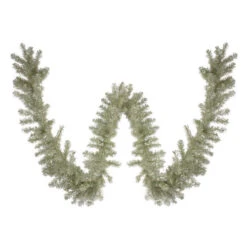 9 X 12 Pre-lit Metallic Sterling Silver Artificial Christmas Tinsel Garland - Clear Lights