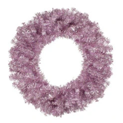 Metallic Pink Tinsel Artificial Christmas Wreath, 24-Inch, Unlit