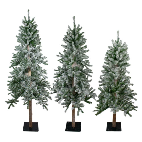 Northlight Set Of 3 Slim Flocked Alpine Artificial Christmas Trees 6' - Unlit 3 Northlight Set Of 3 Slim Flocked Alpine Artificial Christmas Trees 6' - Unlit