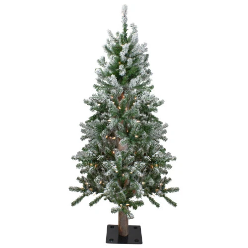 Northlight 4ft Pre-Lit Flocked Alpine Artificial Christmas Tree, Clear Lights 3 Northlight 4ft Pre-Lit Flocked Alpine Artificial Christmas Tree, Clear Lights