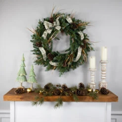 Northlight Real Touch™? Pre-Lit Blue Spruce Artificial Christmas Wreath - 48" - Clear Lights -Christmas Decor Sale northlight v94163 styled 30682.1691161227