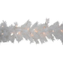 9' X 14" Pre-Lit White Alaskan Pine Artificial Christmas Garland, Warm White LED Lights -Christmas Decor Sale northlight v94180 04 74321.1684933376