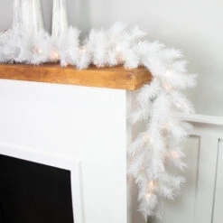 9' X 14" Pre-Lit White Alaskan Pine Artificial Christmas Garland, Warm White LED Lights -Christmas Decor Sale northlight v94180 styled 2 39989.1684933374