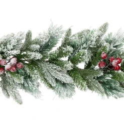 Northlight Real Touch™? Flocked Calloway Fir With Berries Artificial Christmas Garland - 7' X 12" - Unlit -Christmas Decor Sale northlight v96292 02 29066.1726279111