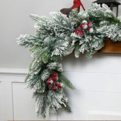 Northlight Real Touch™? Flocked Calloway Fir With Berries Artificial Christmas Garland - 7' X 12" - Unlit -Christmas Decor Sale northlight v96292 styled 05575.1726279112