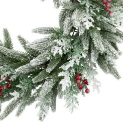 Northlight Real Touch™? Flocked Wind River Fir With Berries Artificial Christmas Wreath - 24" - Unlit -Christmas Decor Sale northlight v96306 02 08770.1726279113