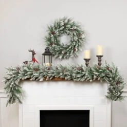 Northlight Real Touch™? Flocked Wind River Fir With Berries Artificial Christmas Wreath - 24" - Unlit -Christmas Decor Sale northlight v96308 26 v96306 styled 01 58660.1726279113
