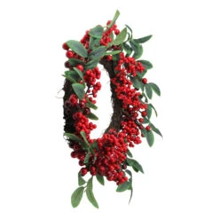 Northlight Red Berries And Two-Tone Green Leaves Artificial Christmas Wreath - 18-Inch, Unlit -Christmas Decor Sale northlight vm37805 1 99182.1664119881