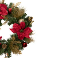 Poinsettias And Ball Ornaments Artificial Christmas Wreath - 24-Inch, Unlit 10 Poinsettias And Ball Ornaments Artificial Christmas Wreath - 24-Inch, Unlit -Christmas Decor Sale northlight vm89300 2 updated 18571.1665580046