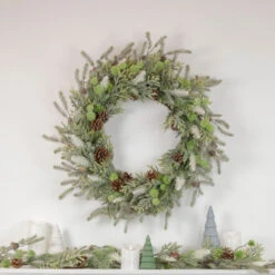 Northlight Frosted Pine And Pinecone Christmas Wreath, 30-Inch, Unlit -Christmas Decor Sale northlight vm92763 vm92774 style 08728.1659734623