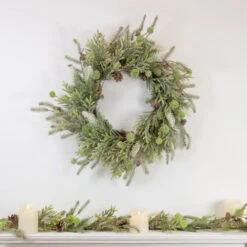 Northlight Artificial Christmas Wreath With Frosted Foliage And Pine Cones - 24" - Unlit 7 Northlight Artificial Christmas Wreath With Frosted Foliage And Pine Cones - 24" - Unlit -Christmas Decor Sale northlight vm92763 yk93238 style 86533.1659124018