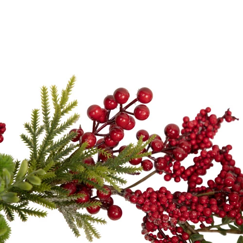 Northlight 5' X 12" Red Berry And Frosted Pine Christmas Garland - Unlit 4 Northlight 5' X 12" Red Berry And Frosted Pine Christmas Garland - Unlit - Image 2
