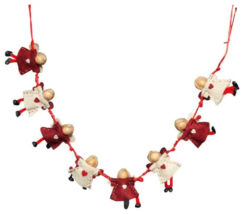 4" X 26" Red And Beige Angel Dolls Christmas Garland - Unlit 5 4" X 26" Red And Beige Angel Dolls Christmas Garland - Unlit - Image 3
