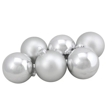 6ct Silver Shiny And Matte Christmas Ball Ornaments 3.25" (80mm) 3 6ct Silver Shiny And Matte Christmas Ball Ornaments 3.25" (80mm)