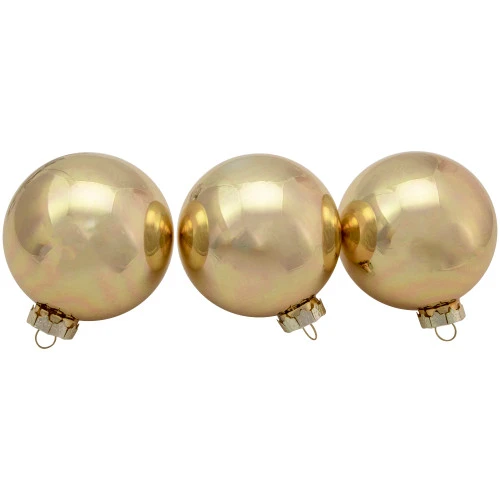 Northlight 6ct Champagne Gold 2-Finish Glass Ball Christmas Ornament Set 3.25" 6 Northlight 6ct Champagne Gold 2-Finish Glass Ball Christmas Ornament Set 3.25" - Image 4