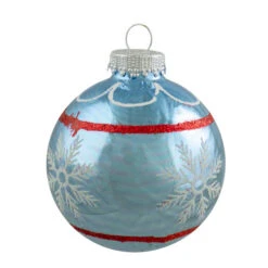 Northlight 4ct Silver And Blue Snowflake Glass Ball Christmas Ornament 2.75" (70mm) -Christmas Decor Sale northlight wy04174 01 35464.1669884307