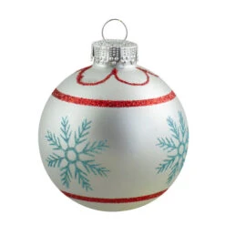 Northlight 4ct Silver And Blue Snowflake Glass Ball Christmas Ornament 2.75" (70mm) -Christmas Decor Sale northlight wy04174 02 77736.1669884307