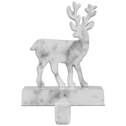 Northlight Marbled Standing Deer Christmas Stocking Holder - 7.5" - White And Black