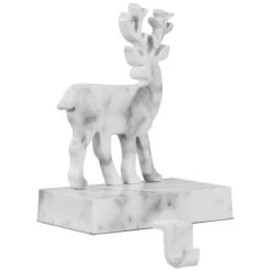 Northlight Marbled Standing Deer Christmas Stocking Holder - 7.5" - White And Black -Christmas Decor Sale northlight wy15237 03 91006.1698958391