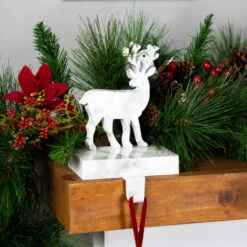 Northlight Marbled Standing Deer Christmas Stocking Holder - 7.5" - White And Black -Christmas Decor Sale northlight wy15237 styled 02 66562.1715719614