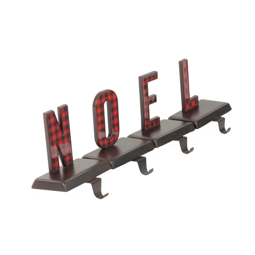 Northlight Buffalo Plaid "NOEL" Christmas Stocking Holder - 6" - Red And Black - Set Of 4 4 Northlight Buffalo Plaid "NOEL" Christmas Stocking Holder - 6" - Red And Black - Set Of 4 - Image 2