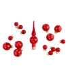Northlight 16-Piece Set Of Assorted Red Glass Christmas Ball Ornaments With Tree Topper