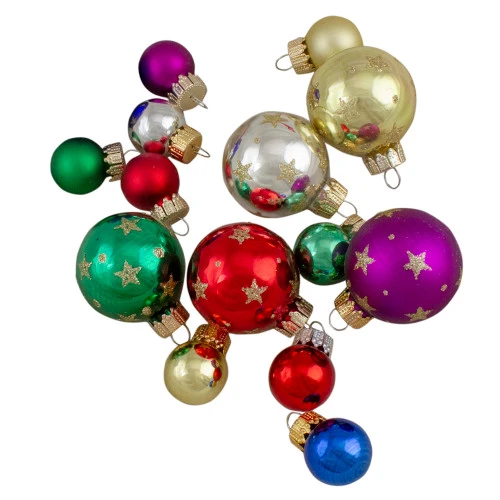 Northlight 16-Piece Set Of Assorted Multi-Color Glass Ball Christmas Ornaments With Tree Topper 4 Northlight 16-Piece Set Of Assorted Multi-Color Glass Ball Christmas Ornaments With Tree Topper - Image 2