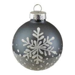 Set Of 6 Gray And White Snowflake Glass Christmas Ball Ornaments 4" (101mm) -Christmas Decor Sale northlight wy88925 01 63162.1677147730